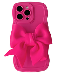 Стильний чохол з обʼємним бантом для iPhone 14 pro max (Рожевий)