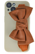 Стильный чехол с кожаным объемным бантом для iPhone 14 (BROWN)
