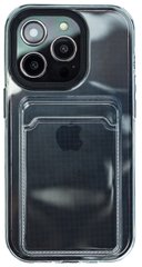 Чохол прозорий з кишенею для iPhone 12 Pro Max з чорним обідком