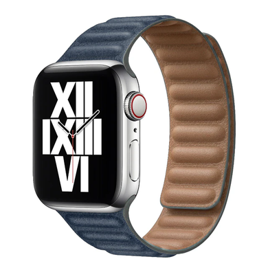 Шкіряний ремінець Magnetick Leather на Apple Watch 42/ 44/ 45 (Dark Blue )