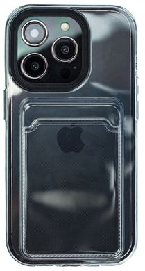 Чохол прозорий з кишенею для iPhone 13 Pro Max з чорним обідком