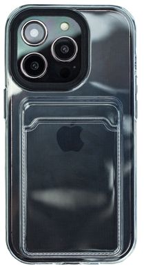 Чохол прозорий з кишенею для iPhone 15 Pro Max з чорним обідком