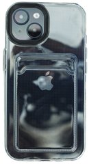 Чохол прозорий з кишенею для iPhone 15 з чорним обідком
