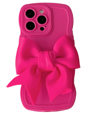 Стильний чохол з обʼємним бантом для iPhone 13 pro max (Рожевий)